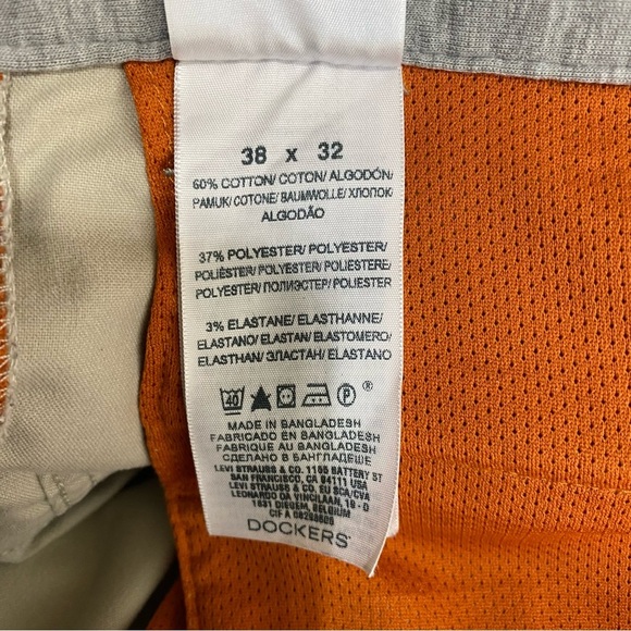 Dockers Men’s 38/28 Pacific On-The-Go Stretch Khaki D2 Straight FlatFront Pants - Picture 10 of 11